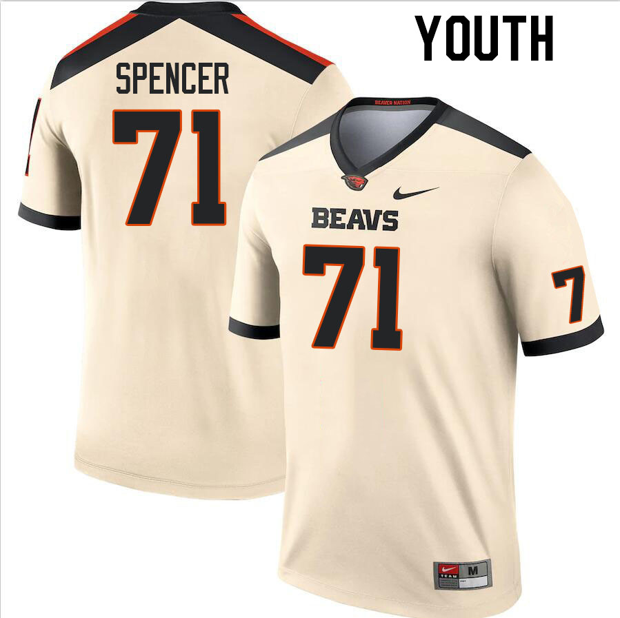 Youth #71 Tommy Spencer Oregon State Beavers College Football Jerseys Stitched Sale-Cream
